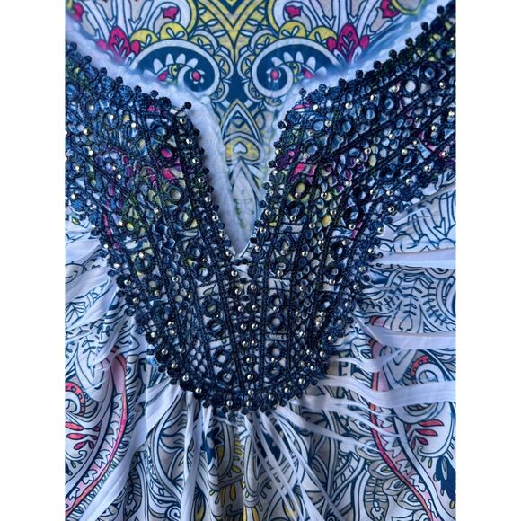 Madison & Berkeley Beaded Paisley Top 1X Boho Peasant - Picture 5 of 7